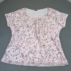 J. Jill XL Pink Floral Print Short Sleeve Top Stretch Lined